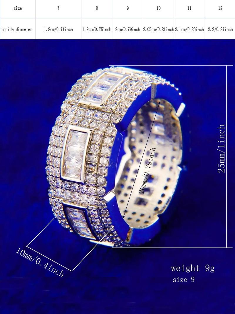 Product Introduction of Men's Rhinestone Decorated Ring, Fashion Jewelry for Party, Daily Clothing Decor, Trendy All-match & Exquisite Jewelry for Birthday Gift 1
