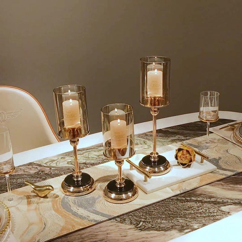 Modern Clear Glass Candle Holder without Candle, 1 Count Elegant Candle Holder, Home Decor for Living Room, Dining Table Decoration Center 5