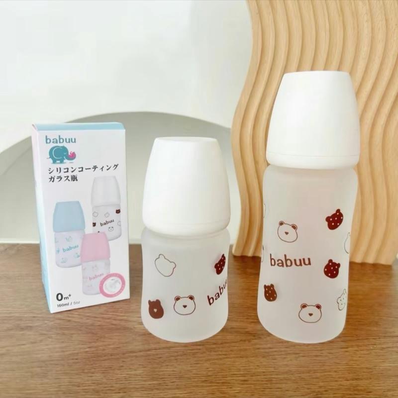   Tặng 1 núm Bình Sữa Babuu thủy tinh tráng silicon cho bé có 2 dung tích 160ml và 240ml 