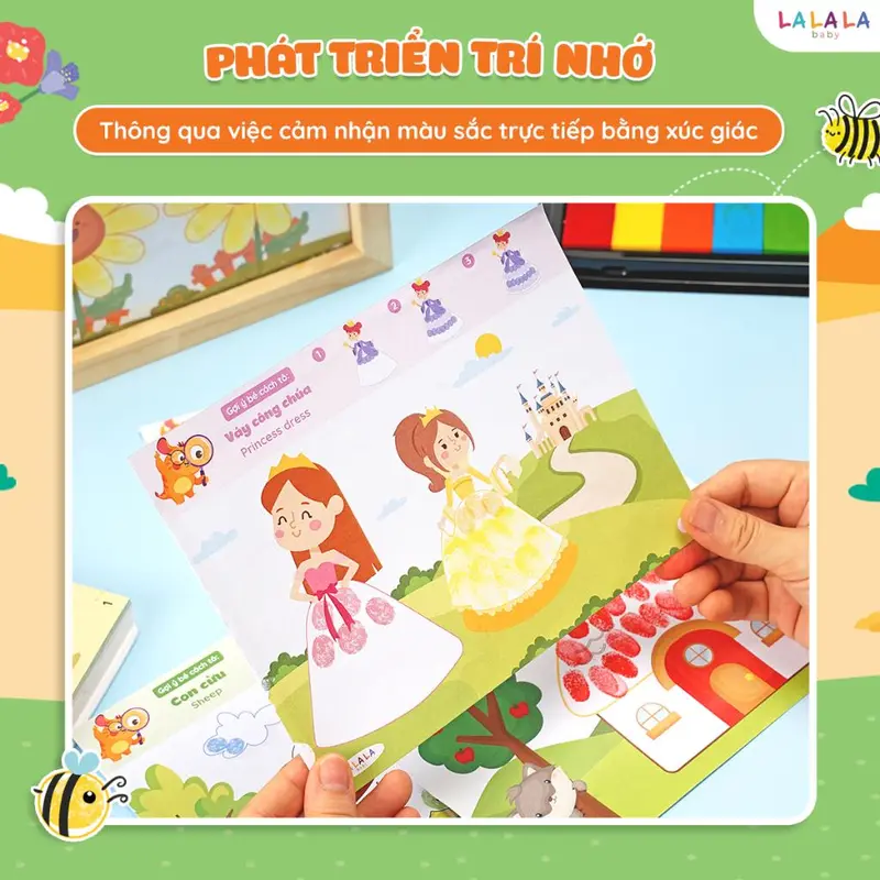 Bộ Tranh Tô Màu Vân Tay Cho Bé - Vân Tay Diệu Kỳ Finger Painting Kèm Màu Vân Tay - Lalala Baby 5