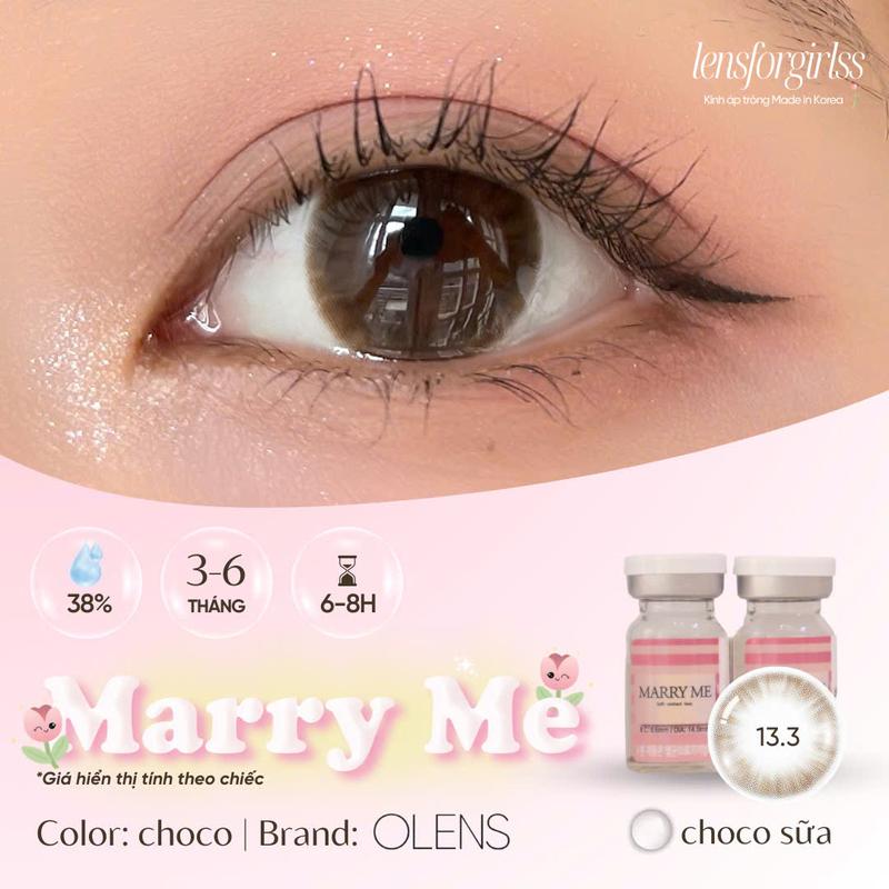 Kính áp tròng sz GIÃN TRÒNG choco sữa MARRY ME CHOCO chính hãng OLENS | HSD 3-6 tháng | Lens cận | LENSFORGIRLSS