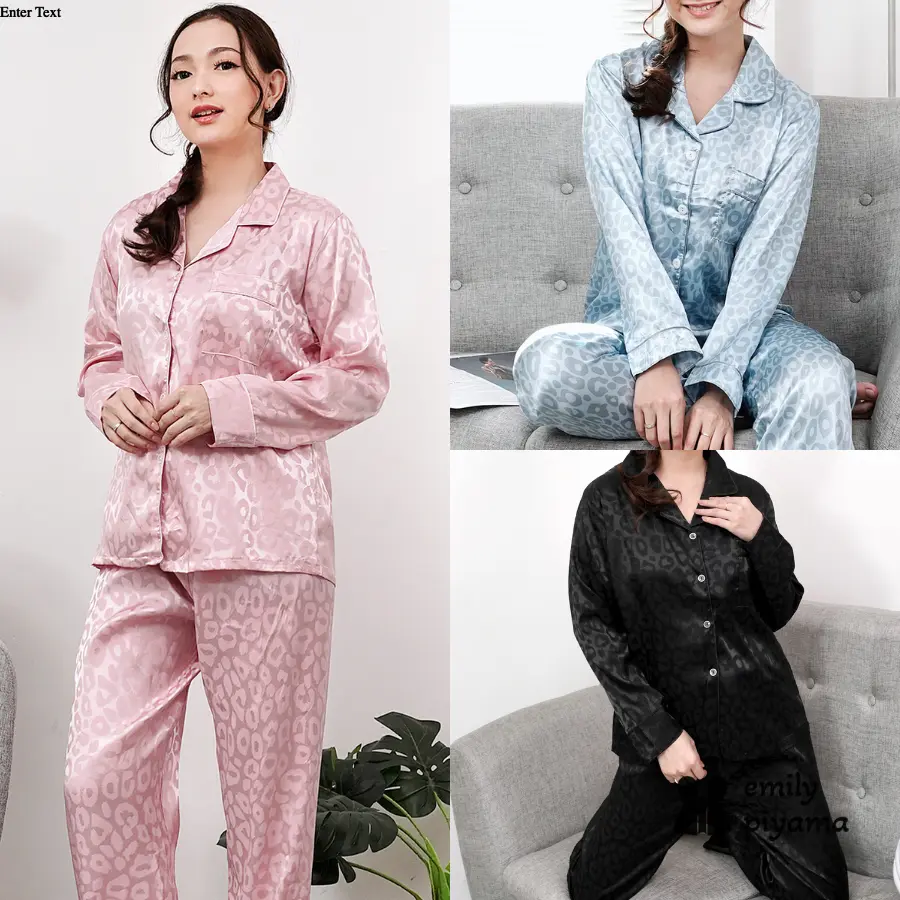 EMILY PIYAMA Baju Tidur Piyama Satin Wanita Dewasa Model Leopard Premium Pakaian Tidur Wanita Dewasa