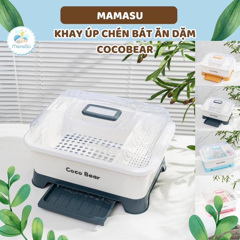 Khay Úp Chén Bát Ăn Đồ Dùng Ăn Dặm CocoBear Cho Bé Kệ Úp Chén Bát Có Nắp Đậy An Toàn Rổ Úp Chén Bát Có Khay Hứng Nước