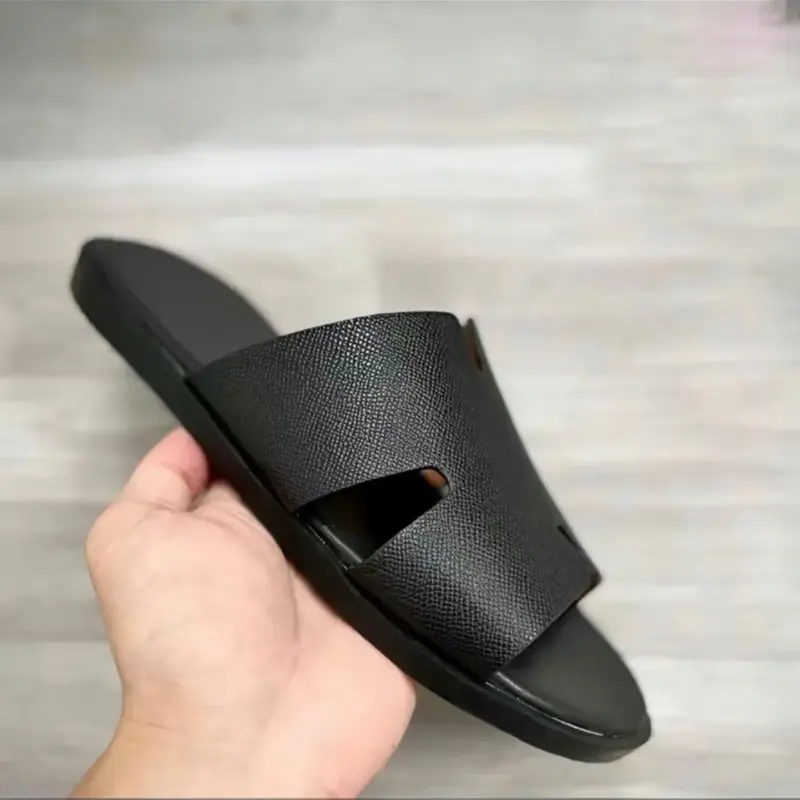 ( XẢ KHO )Dép Da Nam Chữ KHH quai da sit - đế cao su đúc vân nhám chống trơn trượt DéP Slipper Đồng Nhung