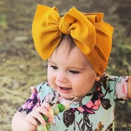 Kids Baby Girls Fashion Headband Pure Color Bowknot Breathable Casual Elastic Hair Accessories