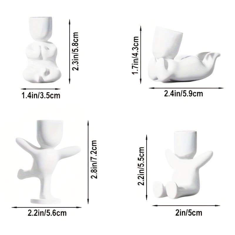 Cute Human Shaped Artificial Succulent Plants Pot, 1 Count/4 Counts Creative Small Vase Desk Ornaments, Mini Pot for Home and Office Room Decor 1