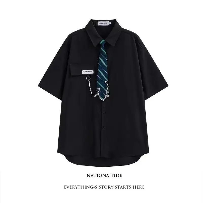 Áo Sơ Mi Nam, Thiết Kế Đẹp, DK Cà Vạt, ngắn Tay, Phong Cách Preppy, Áo Sơ Mi Cặp Đôi Hợp Xu hướng Hàng Mới Về, Thích Hợp Cho Mùa Xuân Và Mùa Hè
