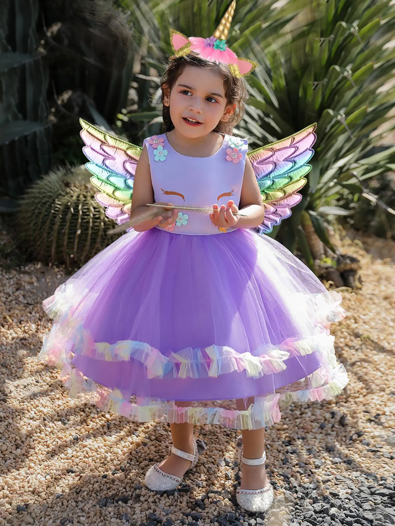 Girl's Costume Set, Wings & Headband & Dress Set, Fancy Party Costume for Girls, Party Costume for Kids