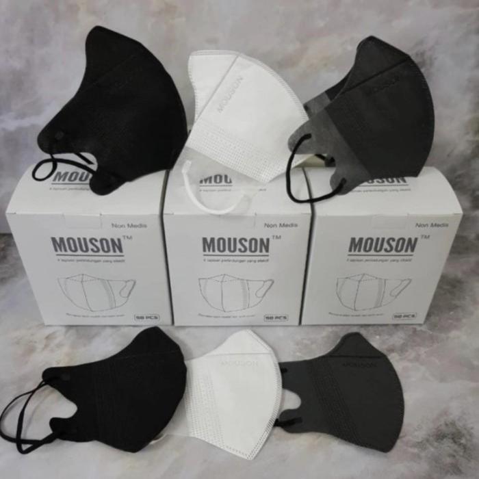 Masker MOUSON DUCKBILL Garis isi 50 pcs box Original Ada Embos 5