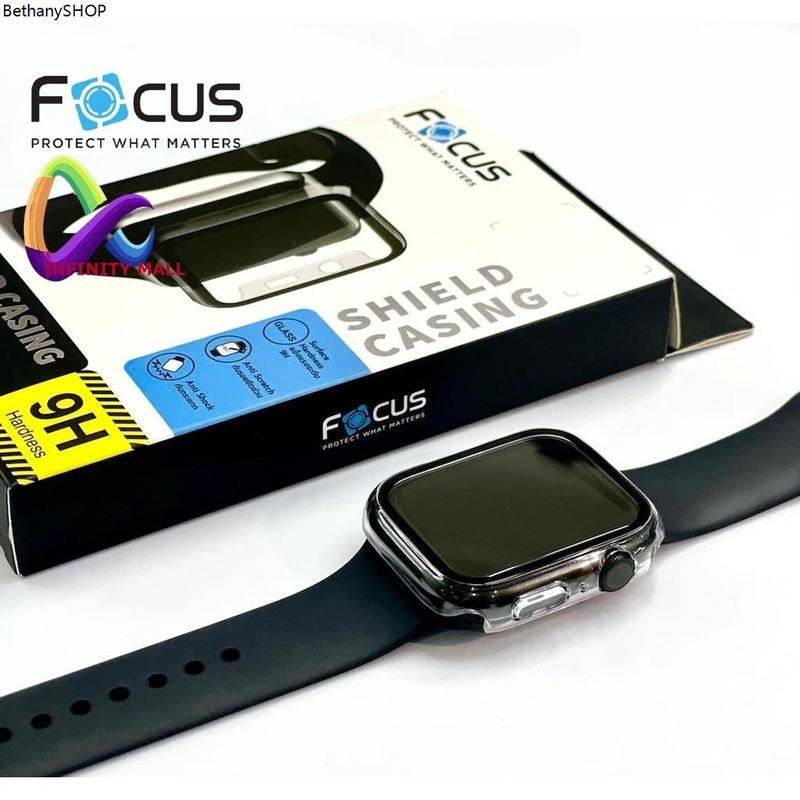 บล็อกบัสเตอร์ เคสกระจก สำหรับ Apple watch 9 / 8 / 7 45 41 mm.  6 / 5 / 4 / SE / SE2 44 40 mm. Focus Shield Casing protector glass case 2