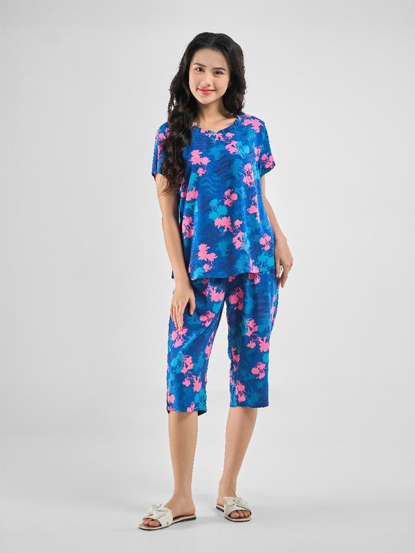 WINNY - Bộ mặc nhà nữ WINNY cộc tay quần ngố chất lanh 2MNLA23039N 3
