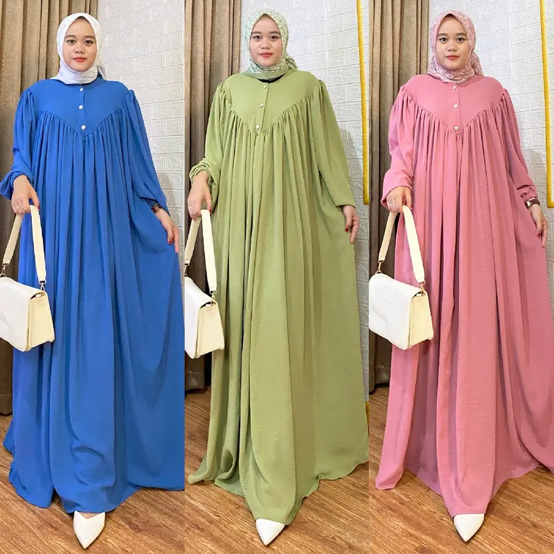 Gamis Abaya Jumbo Ld 130-140 Kualitas Butik Muslim Tangan Balon 6