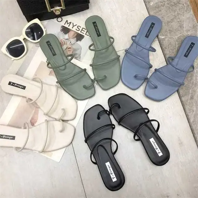 Sandal Teplek Wanita Flat Tali Jempol Kekinian Remaja Korea RF037