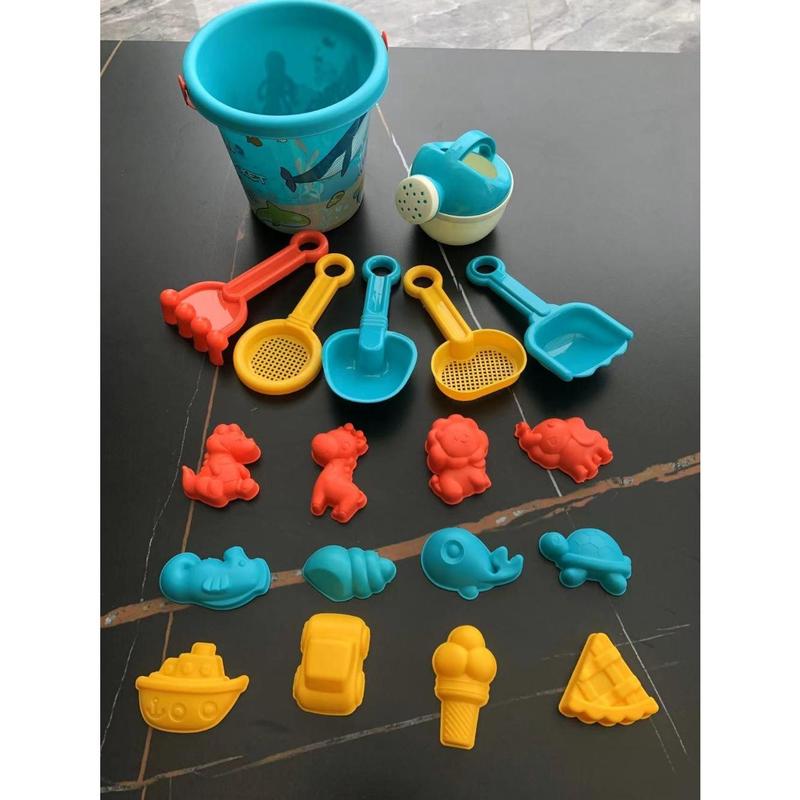 Product Introduction of Creative Multicolor Beach Toys Set Sand Mold Watering Kettle Sand Toy Bucket Shovel Outdoor Game Digging Sand Kit Gift 23