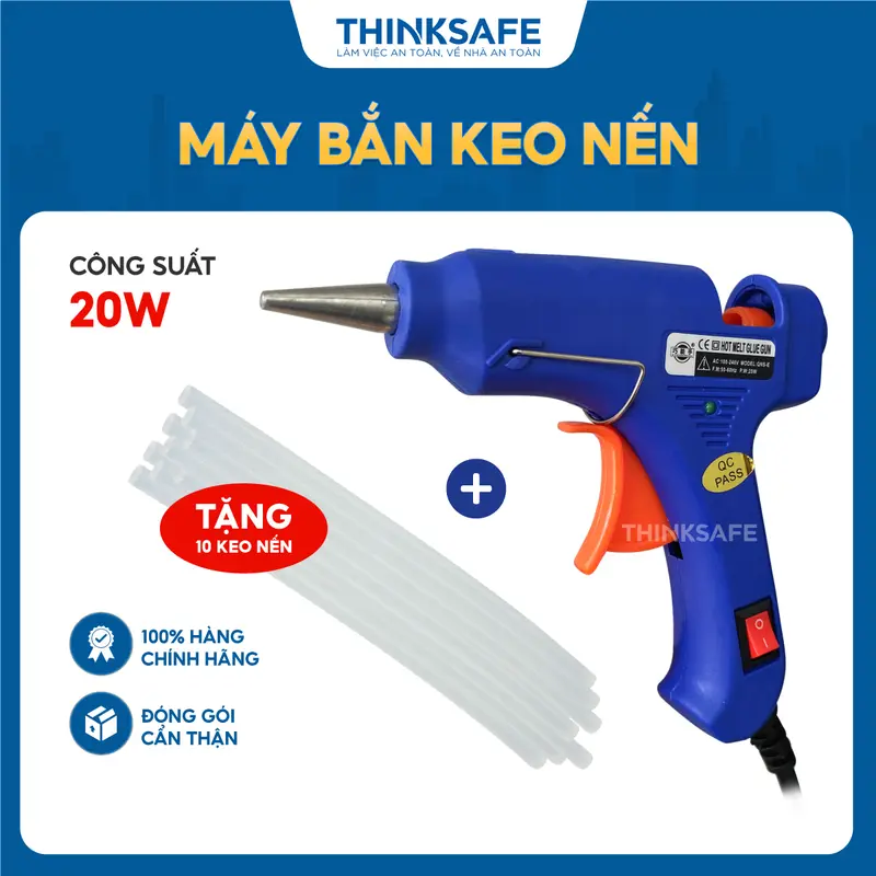 Combo máy bắn keo 20W tặng kèm 10 cây keo nến nhỏ 7mm dài 15cm dùng làm đồ handmade máy bắn silicon loại nhỏ - Thinksafe 0