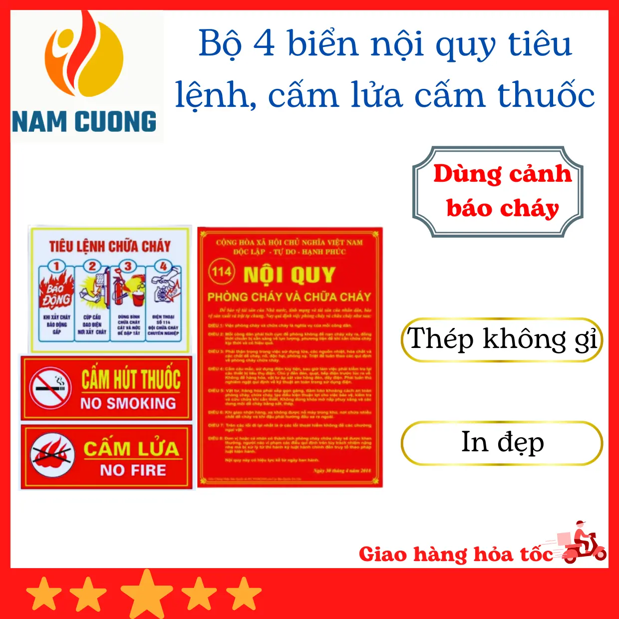 Bảng nội quy tiêu lệnh pccc bằng thép không gỉ