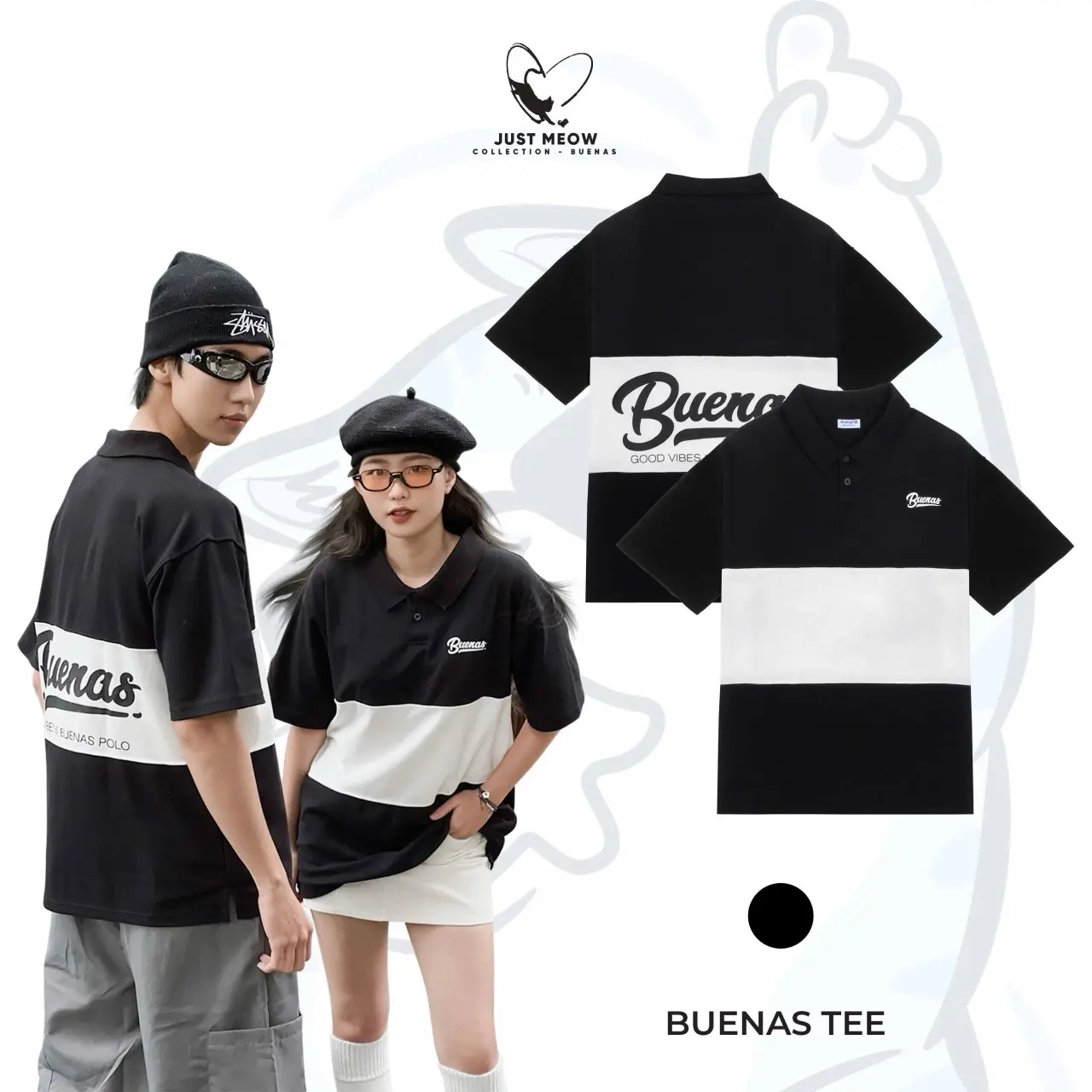 Áo polo nam nữ local brand form oversize unisex Buenas Retro Design POL17 Menswear Top