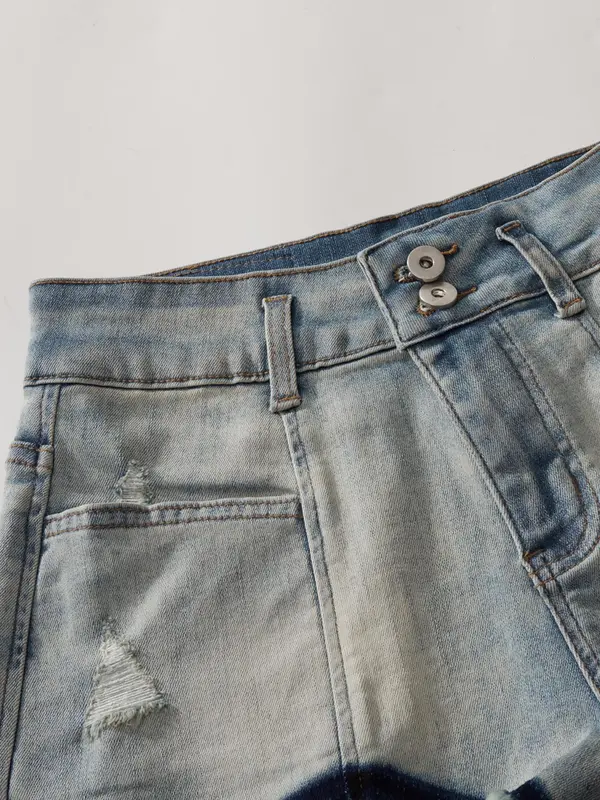 Women's Plain Raw Hem Pocket Denim Shorts, Casual Fashion Button Decor Shorts for Daily Wear, Ladies Bottoms for Summer 2