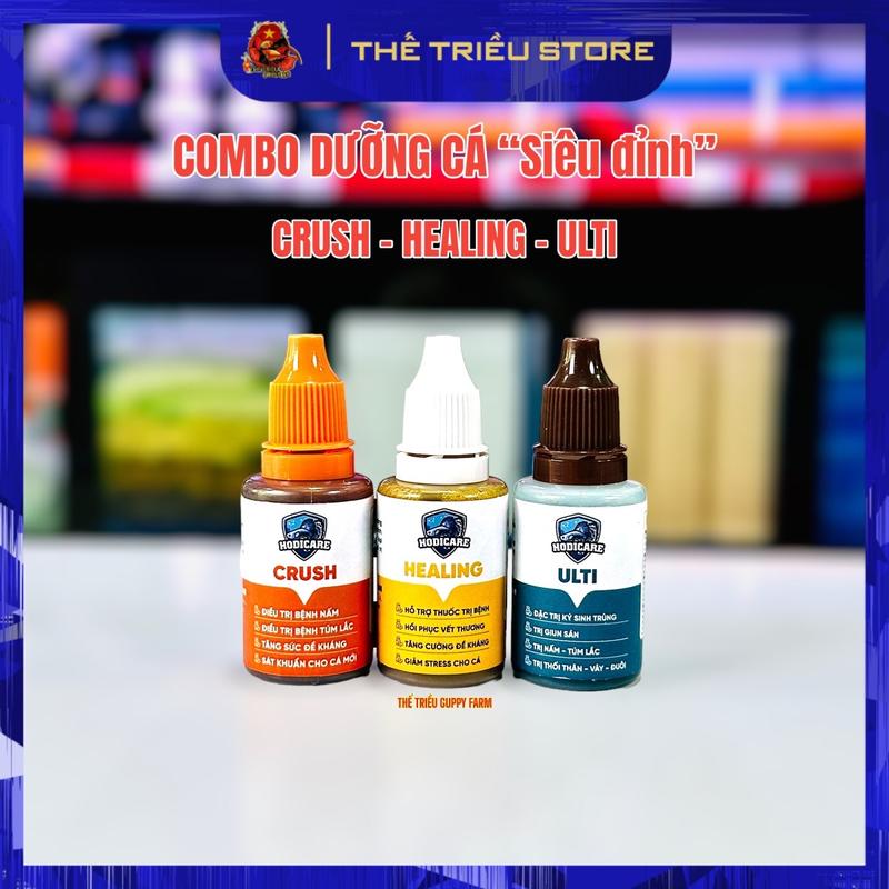 Crush - Healing - Ulti “20ml”. Bộ 3 sản phẩm dưỡng cá ( Nấm, túm, lắc, lừ đừ, sổ giun sán, kí sinh trùng....)
