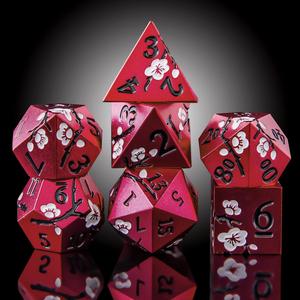 Flower Pattern Dice, 7 Counts/set Metallic Dices with Gift Case, DND Dice for Dungeons and Dragon Tabletop Game, Tabletop Game Supplies