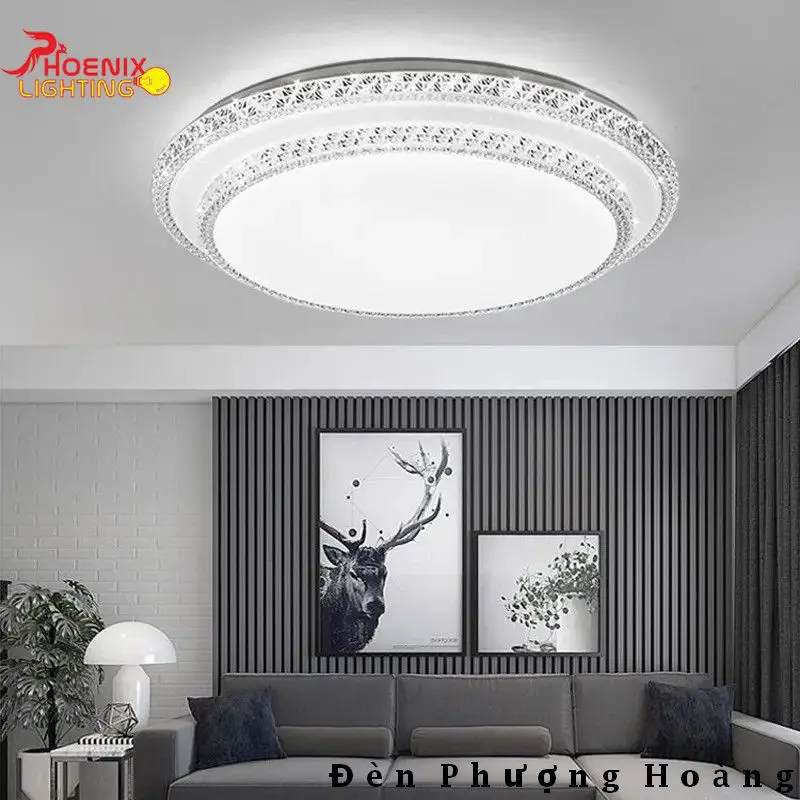 Đèn Ốp Trần Trang Trí Phòng Khách D500 3 Chế Độ 96W Siêu Sáng