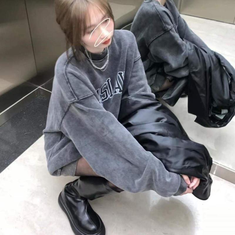 Thương Hiệu Thời Trang Cổ Điển Mỹ Áo Len Màu Xám Đậm, Dành Cho Nữ, Phong Cách Mùa Xuân Và Mùa Thu, Phong Cách Đường Phố, Chất Lượng Cao, Dễ Phối Đồ, Áo Khoác Cổ Thuyền Áo Khoác, Xu Hướng Năm 2024 1