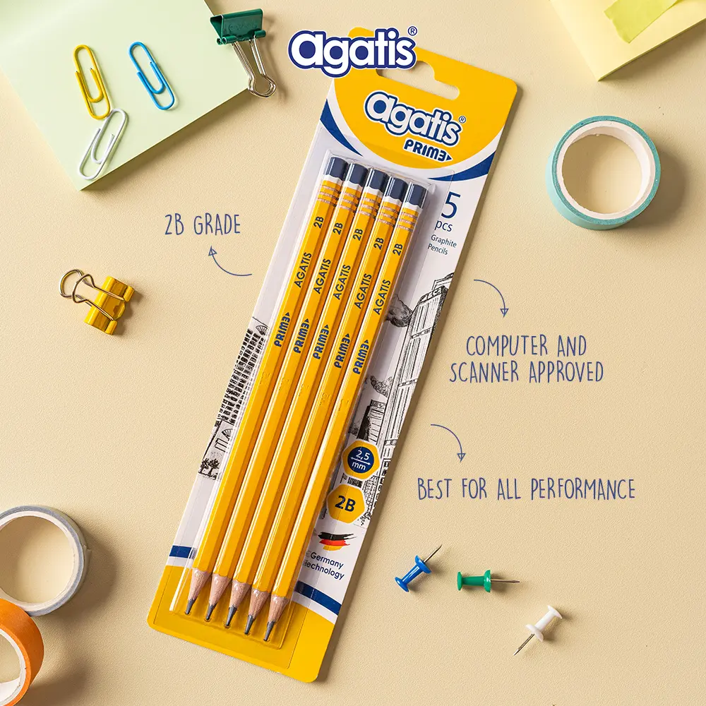 Pensil Kuning Agatis Prime 2B isi 5 (in Blister) Pencils Stationery ...