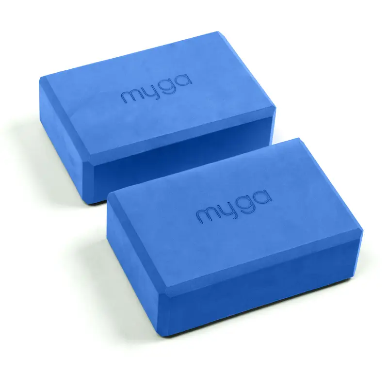 Myga Yoga Blocks - Pair of High Density Foam Bricks for Yoga, Pilates and Fitness to Support and Deepen Poses - Non Slip and Lightweight for Home, Gym & Studio - Choice of Colour 1