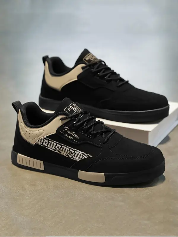 Men's Fashionable Lace Up Low Top Sneakers, Casual Comfortable Breathable Sports Shoes, Male All-match Round Toe Skate Shoes for Daily Wear 8