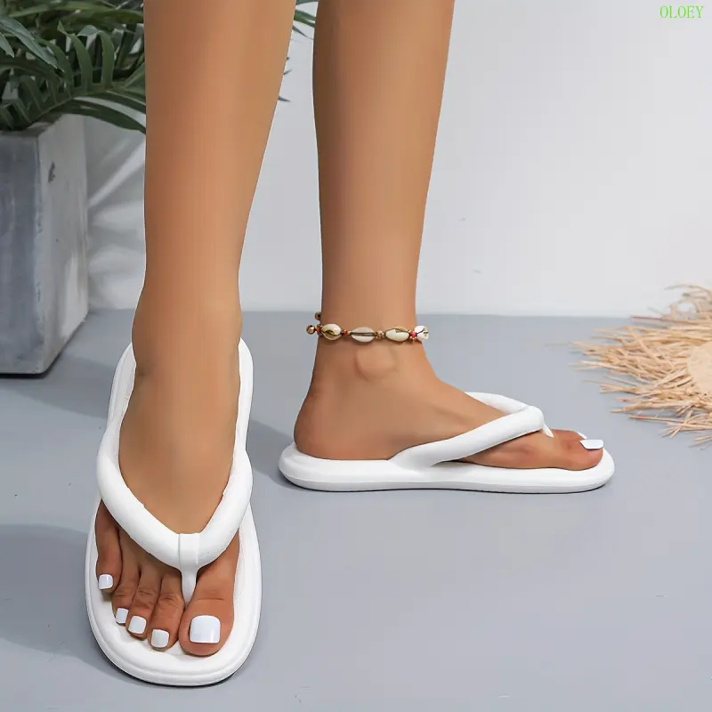 OLOEY Womens Vibrant Solid Color Flip Flops - Ultra-Comfortable, Beach-Ready, Slip-Resistant Slide Shoes with Classic Style, Perfect for Summer Wear, Trendy and Versatile for Indoor and Outdoor Use, Designed Exclusively for Women 8