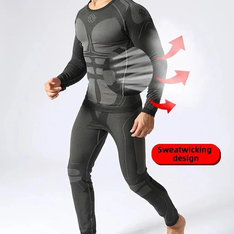 Men Sport Thermal Underwear Suits Outdoor Cycling Compression Sportswear Quick Dry Breathable Clothes Fitness Running Tracksuits 4