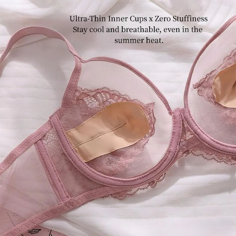 Rosa Fashion Sexy Lace Lingerie Set [32-40 ABC] Bra and Panty Push Up Soft  Wire Anti-Bakat Seamless Skin-Friendly Underwear