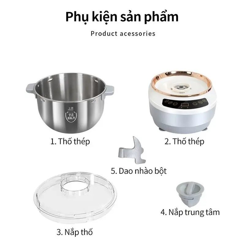 Máy Trộn Bột 7L Inox 304, Ủ Bột, Nhào Bột, Nhồi Bột Nhanh, Công Suất Lớn Chống Dính - EP3504GY 8