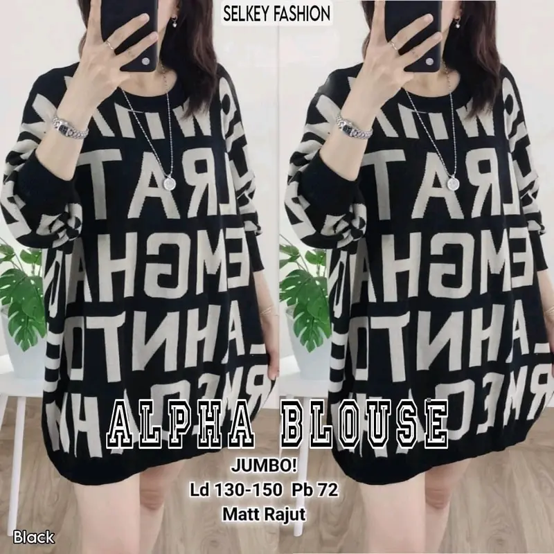 alpha atasan blouse kaos rajut wanita sweater oversize ori import new januari 2024 1