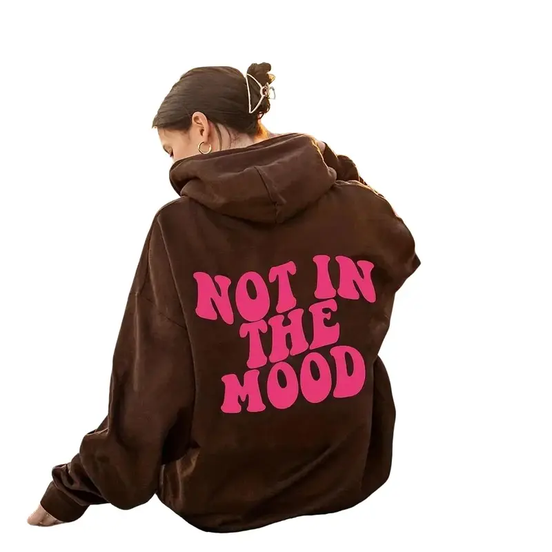 SAPAPA - Sweater Hoodie Wanita Oversize Moody LD 130 Fit Fleece Abu, Hitam, Putih, Kopi 0