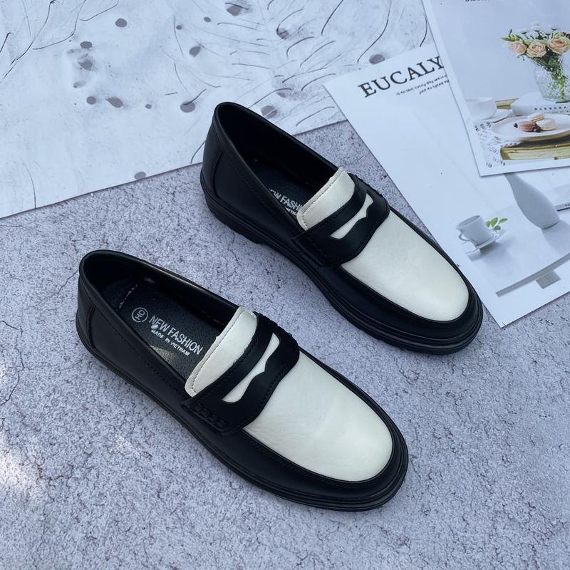 Giày lười Sơn Tùng Penny Loafer Black White Vanus Shoes, giày tây nam mũi tròn 2 màu đen trắng sang trọng, giày Loafers nam đế cao su 3cm giày chunky derby