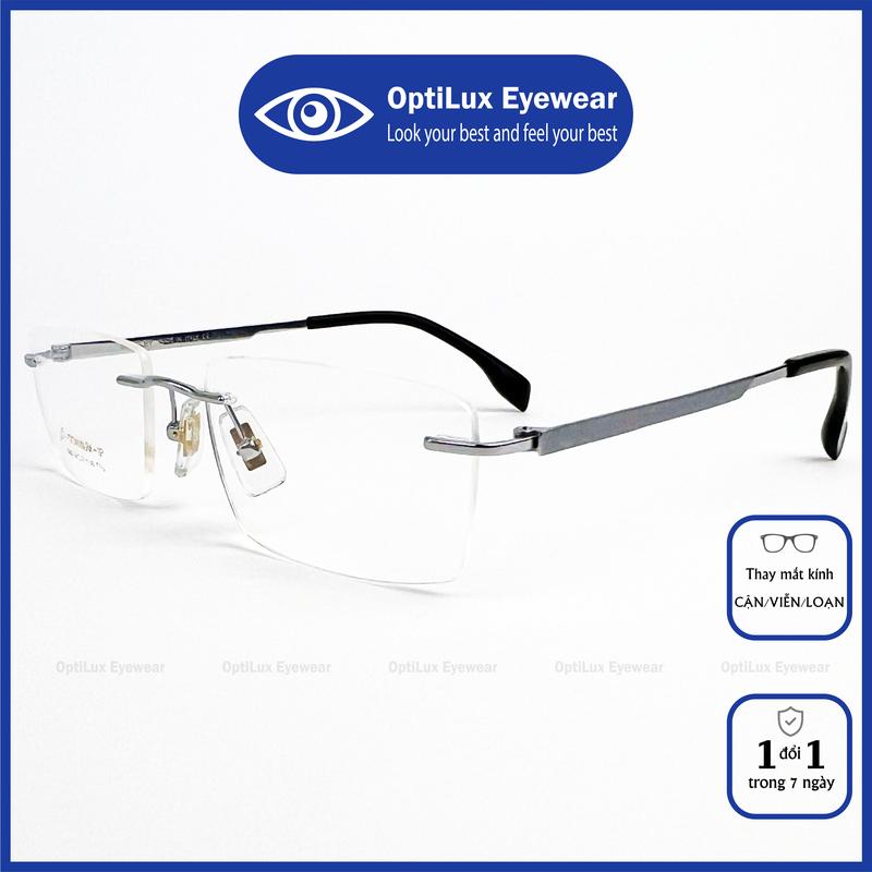 [S02] - Gọng Kính Khoan Titanium BL ITALY, Không Viền, Không Gọng, Kính 3 Mảnh Siêu Nhẹ, Siêu Bền Cao Cấp Sang Trọng Lịch Sự, Thời Trang Nam Nữ, (dễ dàng lắp cận) Kính Mắt Tròng Kính