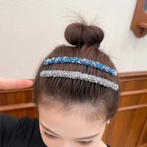 (Twotones) Sirkam Impor Hiasan Aksesoris Rambut Wanita 10.5cm untuk Pesta Pengantin Pernikahan Bridal Wedding Hair Comb Hair Accessories Sirkam Sanggul Silver Rhinestones CRP001 Perhiasan Black