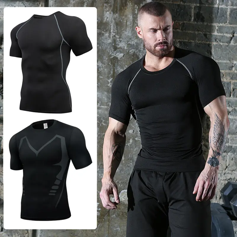 Áo Thun Nén, Dành Cho Nam Giới, ngắn Tay Áo, Áo Thun Thể Thao, Áo Nỉ Tập Gym Thể Dục, Thích Hợp Để Chạy Bộ, Bộ Đồ Thể Thao, Áo Thể Thao Homme