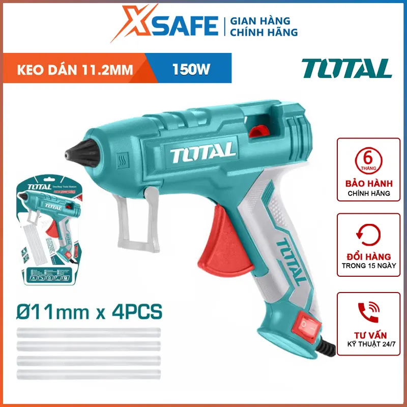 Máy bắn keo 150W Total, dụng cụ dán keo nến 11.2mm, kèm 4 cây keo, làm đồ handmade, thủ công 0