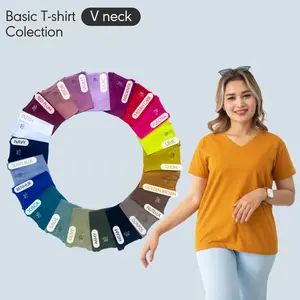 KAOS V-NECK POLOS Lerist T-Shirt Kaus Jumbo Big Size Katun Polos Santai Slim-fitting Hitam Putih Kaos Oversize baju basic