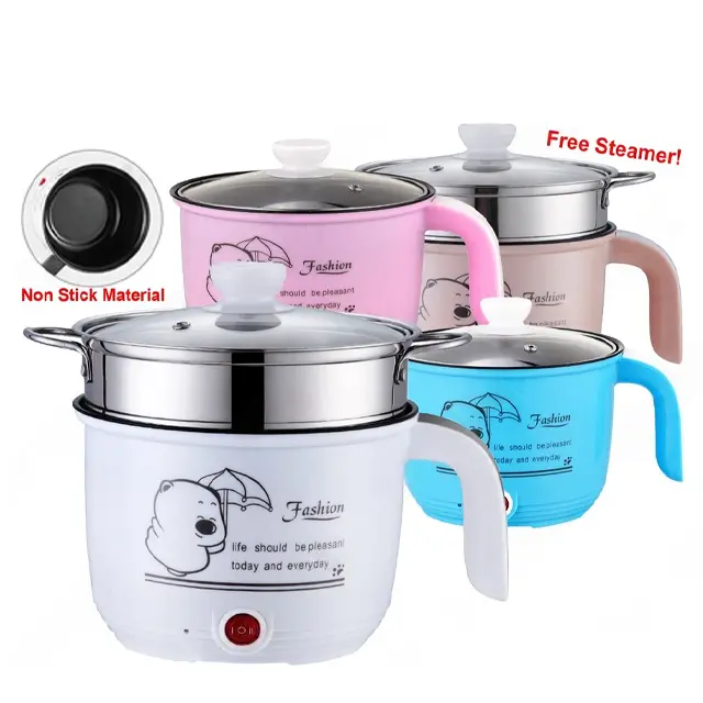 1.8L Non Stick Electric Pot /Mini Rice Cooker With Steamer Frying Pan Electric Cooker Cooking cooker