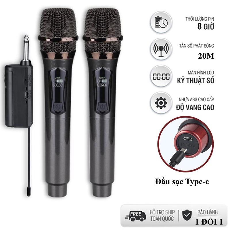 Micro Đa Năng Cao Cấp Pin Sạc Sử dụng cho loa kéo amply phù hợp cho hát karaoke Tặng kèm 5 món phụ kiện