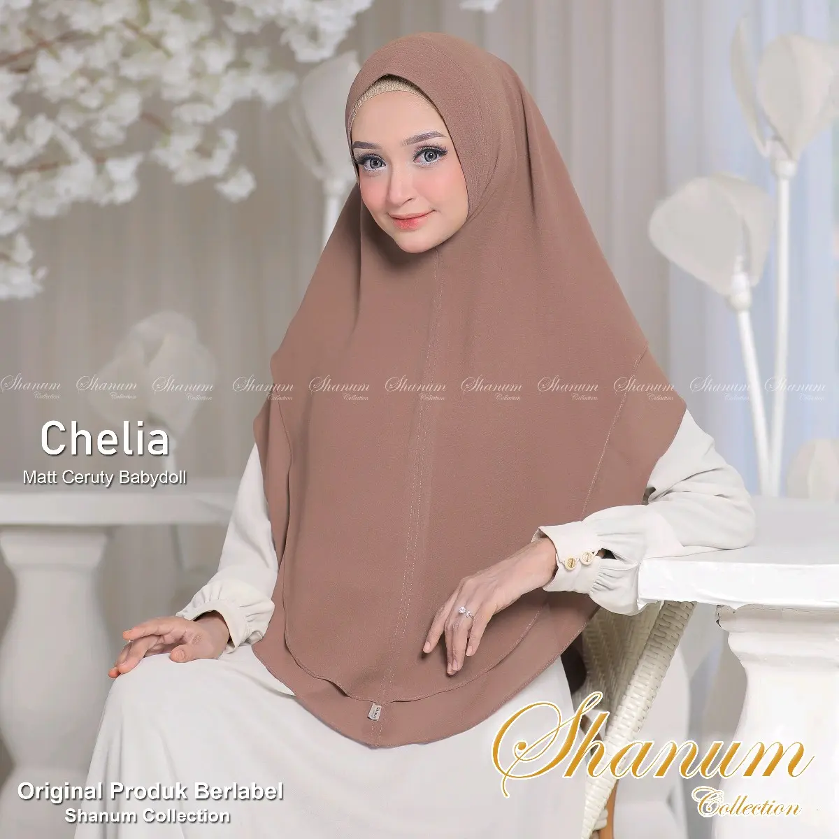 KHIMAR CHELIA  KERUDUNH SYARI JUMBO CERITY BABYDOLL ARMANY PREMIUM