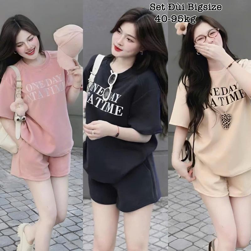 Set Đồ Xinh - Set Bộ Đùi Bigsize in Chữ Thun Tăm cổ tròn Hot Hit Nữ Cao Cấp Xinh Đẹp Sang Trọng Mặc Hè Dễ Thương Giá Rẻ 40-95kg 2437 - 2437