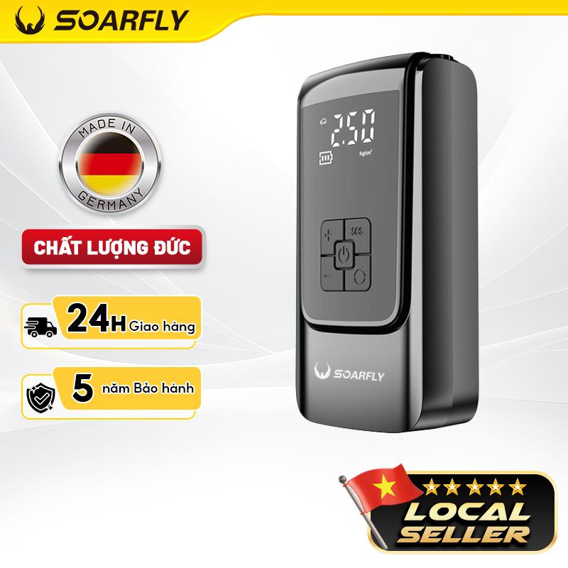 SOARFLY【4 IN 1 12V 150Psi Máy bơm lốp xe ô tô thông minh di động, Động cơ mạnh mẽ và bền bỉ, Máy bơm lốp xe ô tô tự động, Máy nén khí ô tô không dây có đèn LED, Máy bơm lốp xe ô tô không dây chuyên nghiệp chất lượng cao