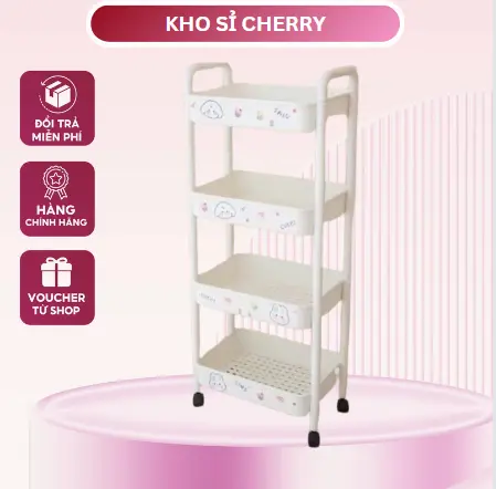 Kệ đựng đồ đa năng 4 tầng, 3 tầng , kệ xe đẩy có bánh xe di chuyển tiện lợi Kitchen