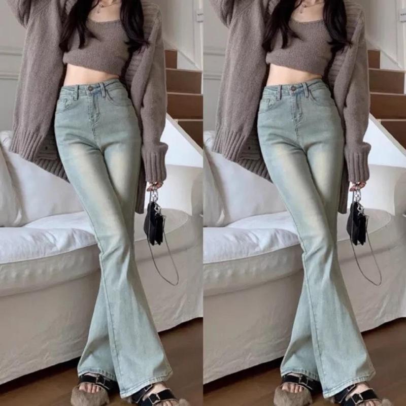 Quần bò jeans nữ co dãn ống loe trơn, loe may gấu, loe xẻ gấu , rông xuông đứng, jeans co dãn 4 chiều Pants Women Ong Denim quần jean