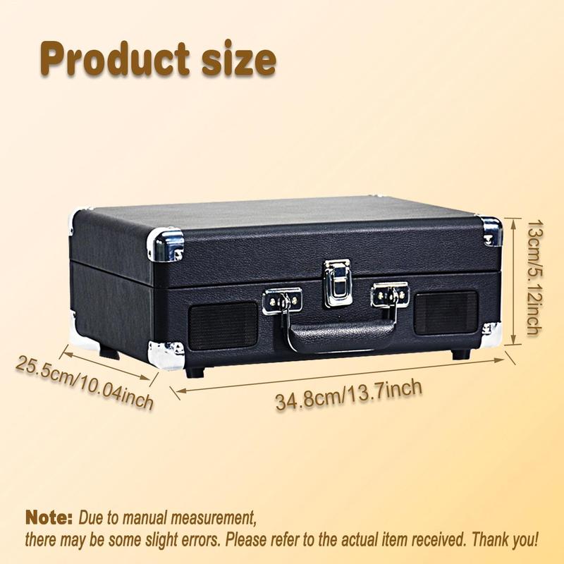 Wireless Vinyl Record Player with Speaker, Portable Vintage Suitcase Vinyl Turntable Record Player with Built in Stereo Speakers, USB Powered Record Player, Audio 1