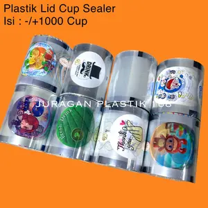 CUP SEALER DAUN TEH POLOS BUAH KARTUN DRINK LABUBU DORAEMON -/+1000CUP - PLASTIK LID SEALER CUP